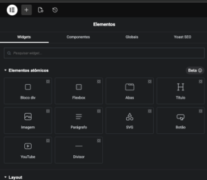 Widgets de blocos atômicos do Elementor V4